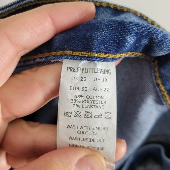 Pretty Little Thing Denim Blue Jeans Skinny Stretch Plus Size Womens 1X Casual - Picture 13 of 13